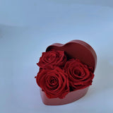 Red Eternal Roses in heart tin red box