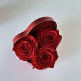 Red Eternal Roses in heart tin box