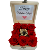 Boxes of Red and Gold Preserved Roses with Personalized Message in Toronto and Canada