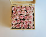 Roses in the box gift for Valentine's Day with personalized message
