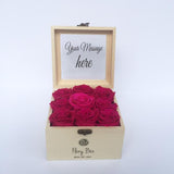 Box of pink Preserved Roses with Personalized Message delivery in Canada and The US